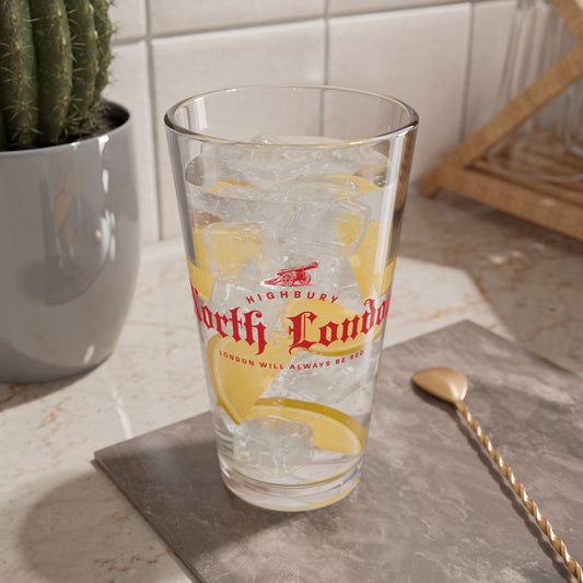 North London Forever Red Print Beer Pint Glass — 16oz