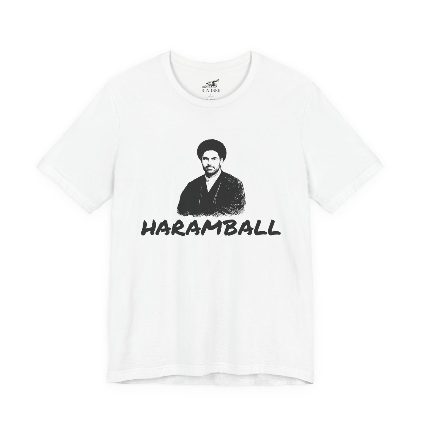 Haramball Anti Football Premier League Champion Retro Portrait Tee — "HARAMBALL" Vintage Graphic White T-Shirt Black Print