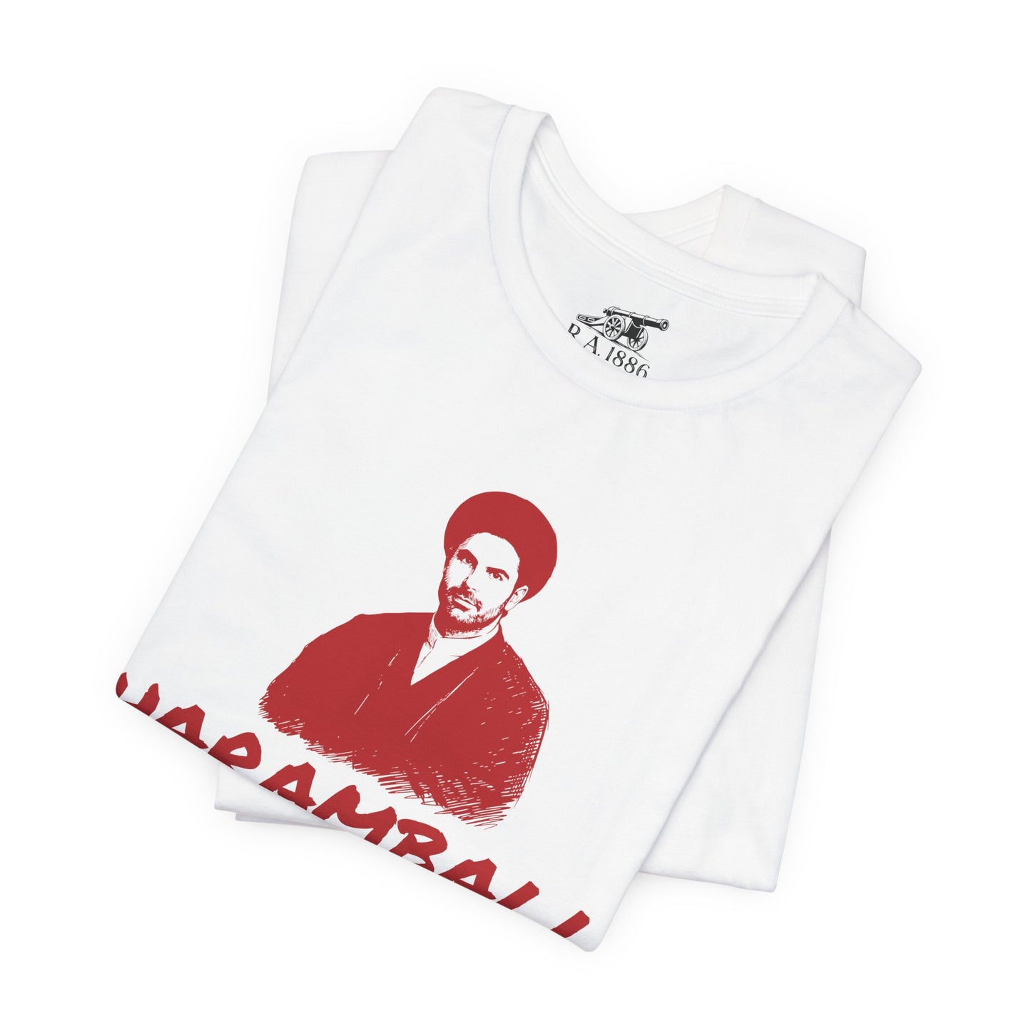 Haramball Anti Football Premier League Champion Retro Portrait Tee — "HARAMBALL" Vintage Graphic White T-Shirt Red Print