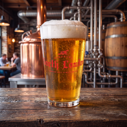 North London Forever Red Print Beer Pint Glass — 16oz