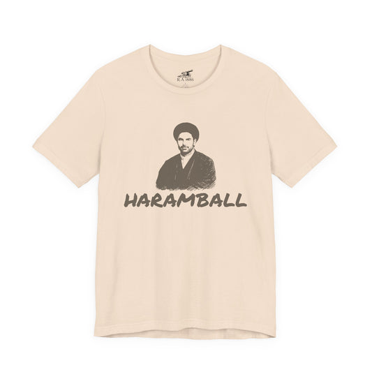 Haramball Anti Football Premier League Champion Retro Portrait Tee — "HARAMBALL" Vintage Graphic Cream T-Shirt