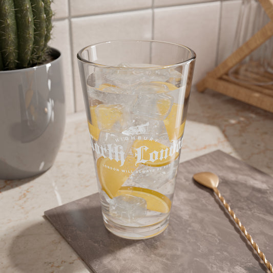 North London Forever White Print Beer Pint Glass — 16oz